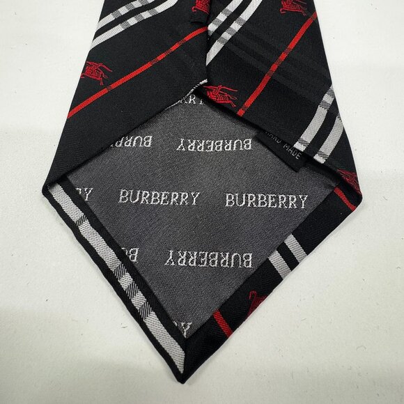 Burberry Vintage Striped Silk Tie – Black, Red & White - Picture 4 of 4